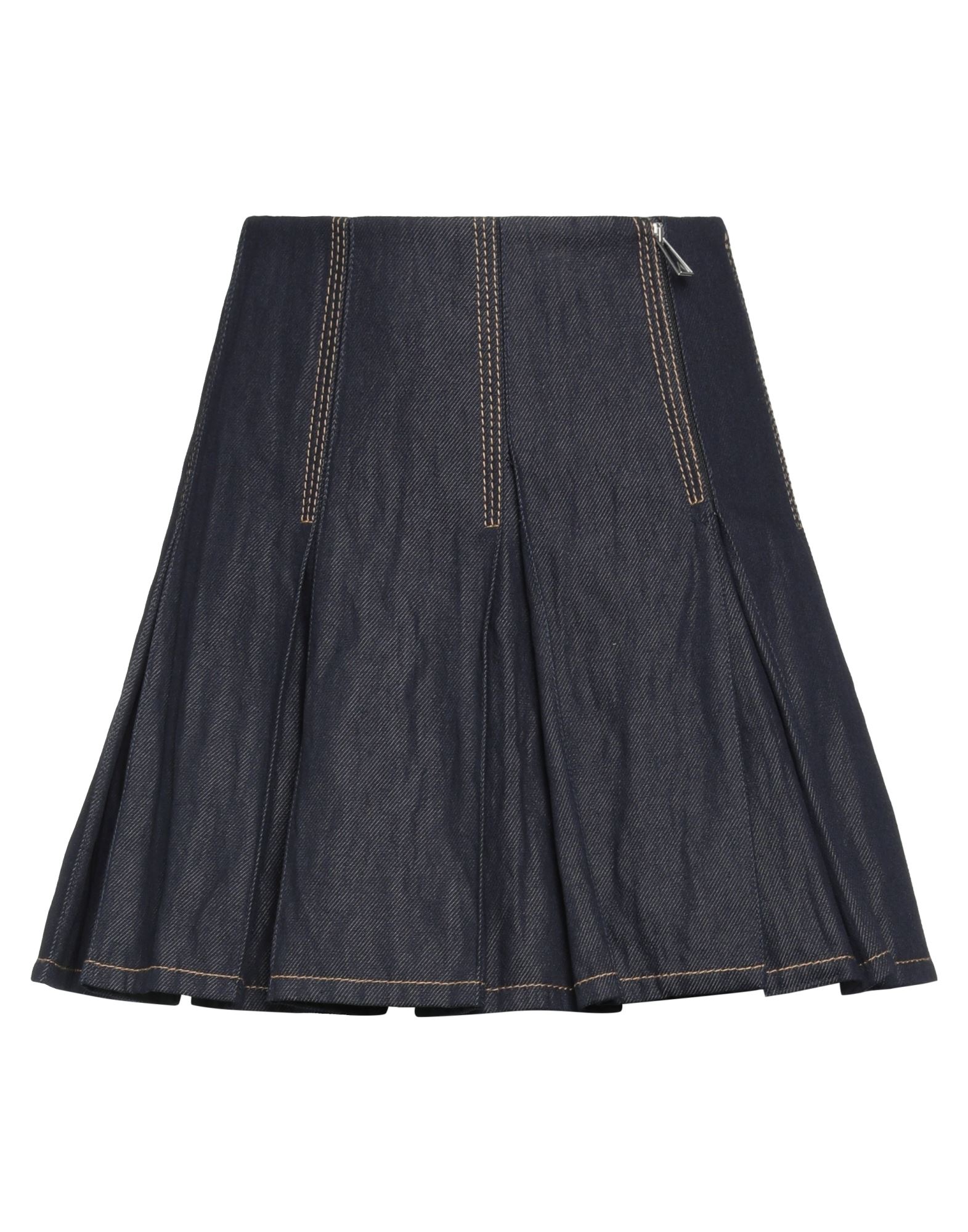 Shop Bottega Veneta Woman Denim Skirt Blue Size 4 Cotton, Metallic Fiber