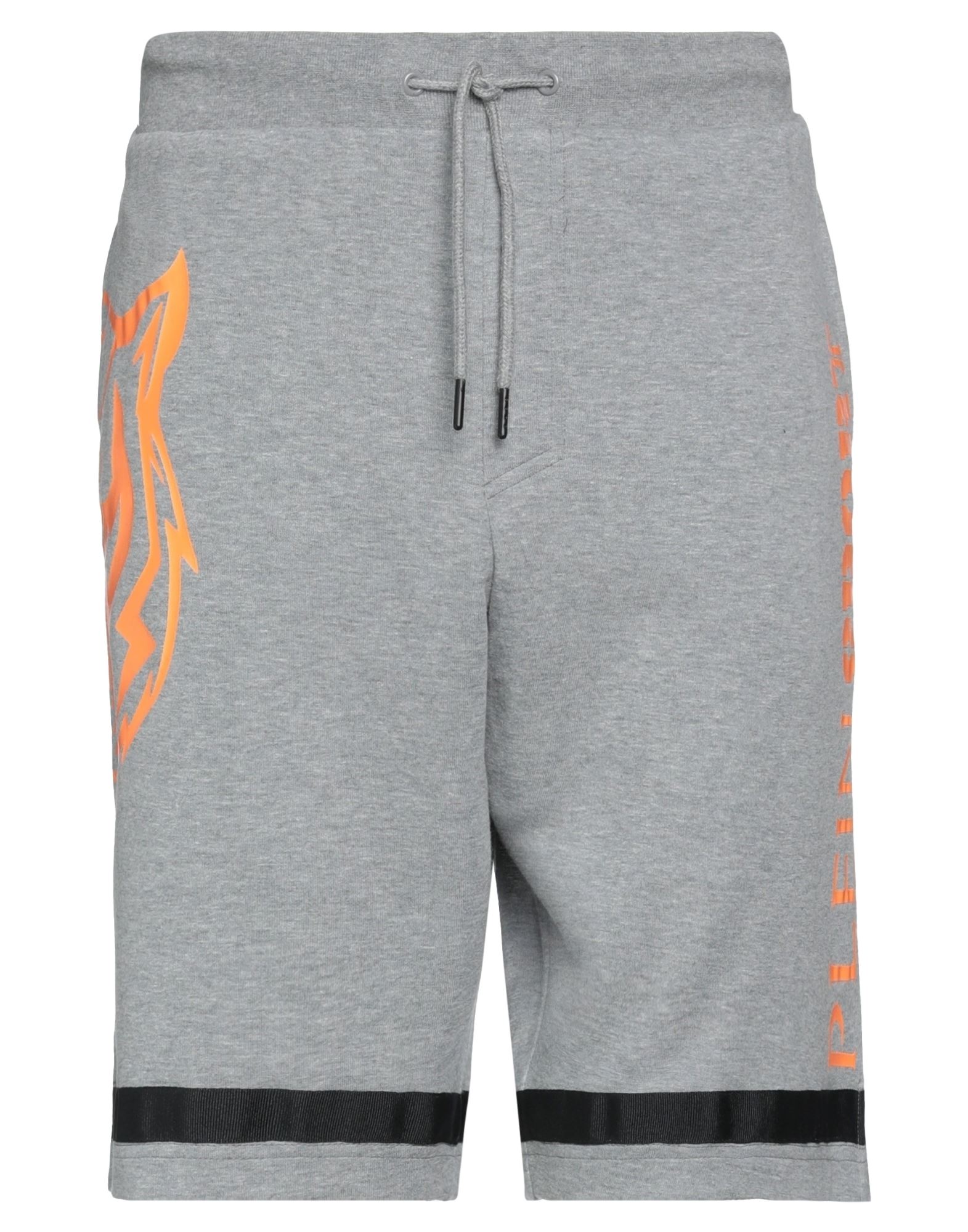 Plein Sport Man Shorts & Bermuda Shorts Grey Size L Cotton, Polyester