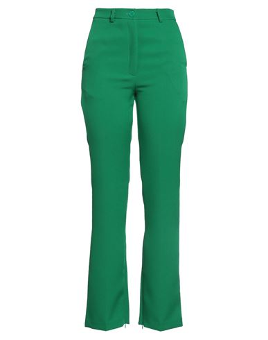 Vicolo Woman Pants Green Size L Polyester, Elastane