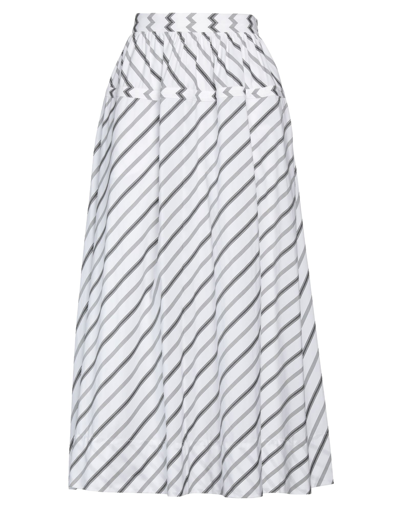 Tory Burch Striped Cotton-poplin Midi Skirt In White