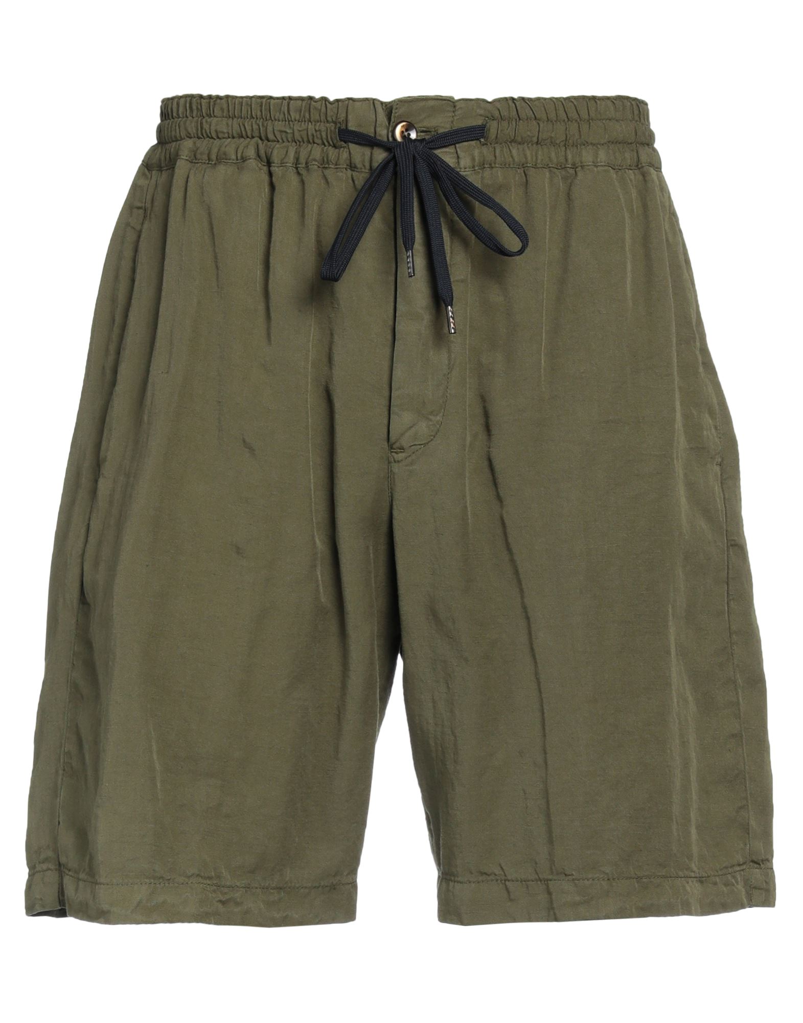 Pt Torino Man Shorts & Bermuda Shorts Military Green Size 36 Lyocell, Linen, Cotton