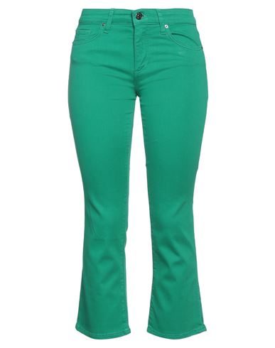 Armani Exchange Woman Cropped Pants Green Size 28 Cotton, Elastomultiester, Elastane