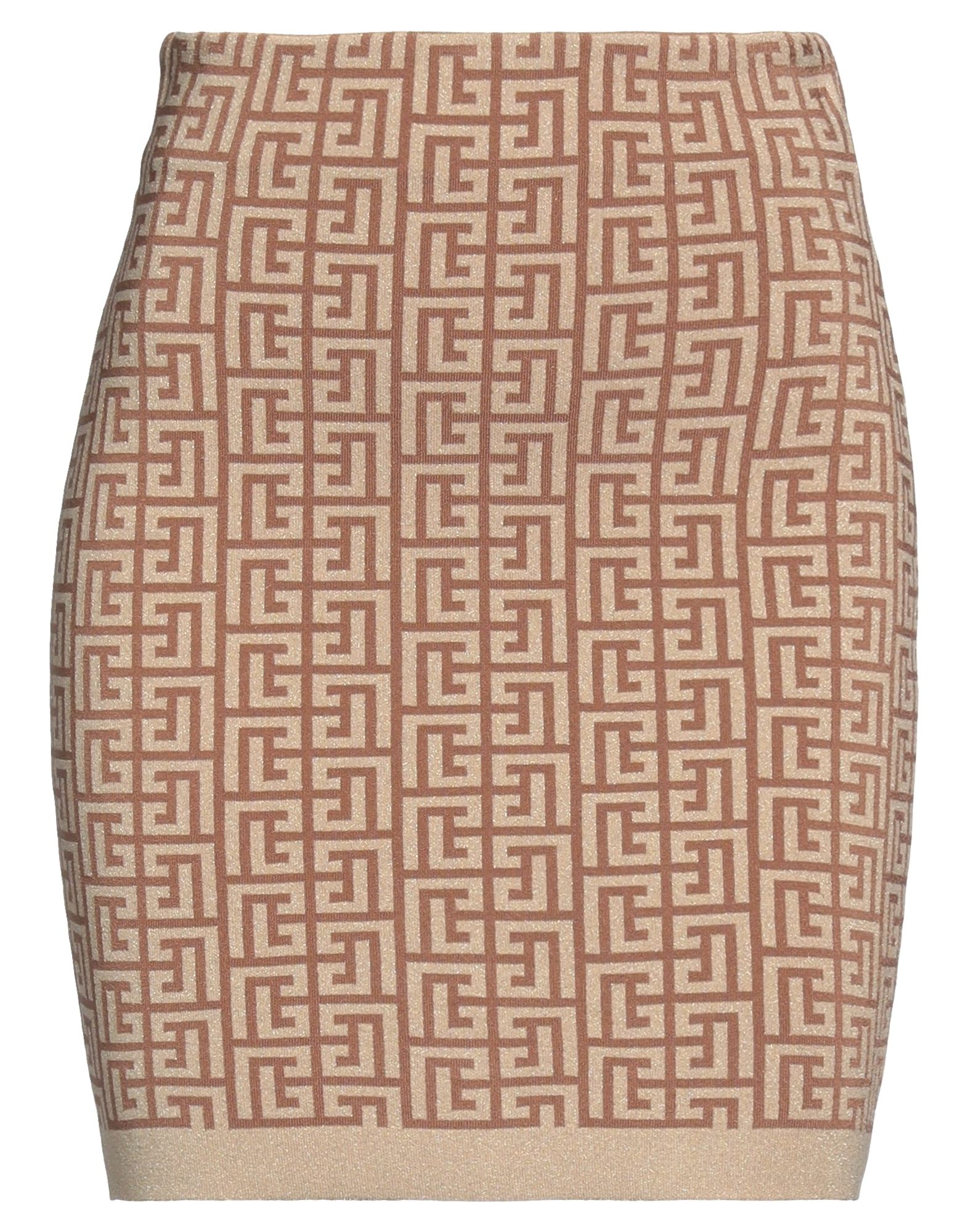 Shop Balmain Woman Mini Skirt Sand Size 8 Viscose, Polyester, Polyamide, Metallic Polyester, Elastane In Beige