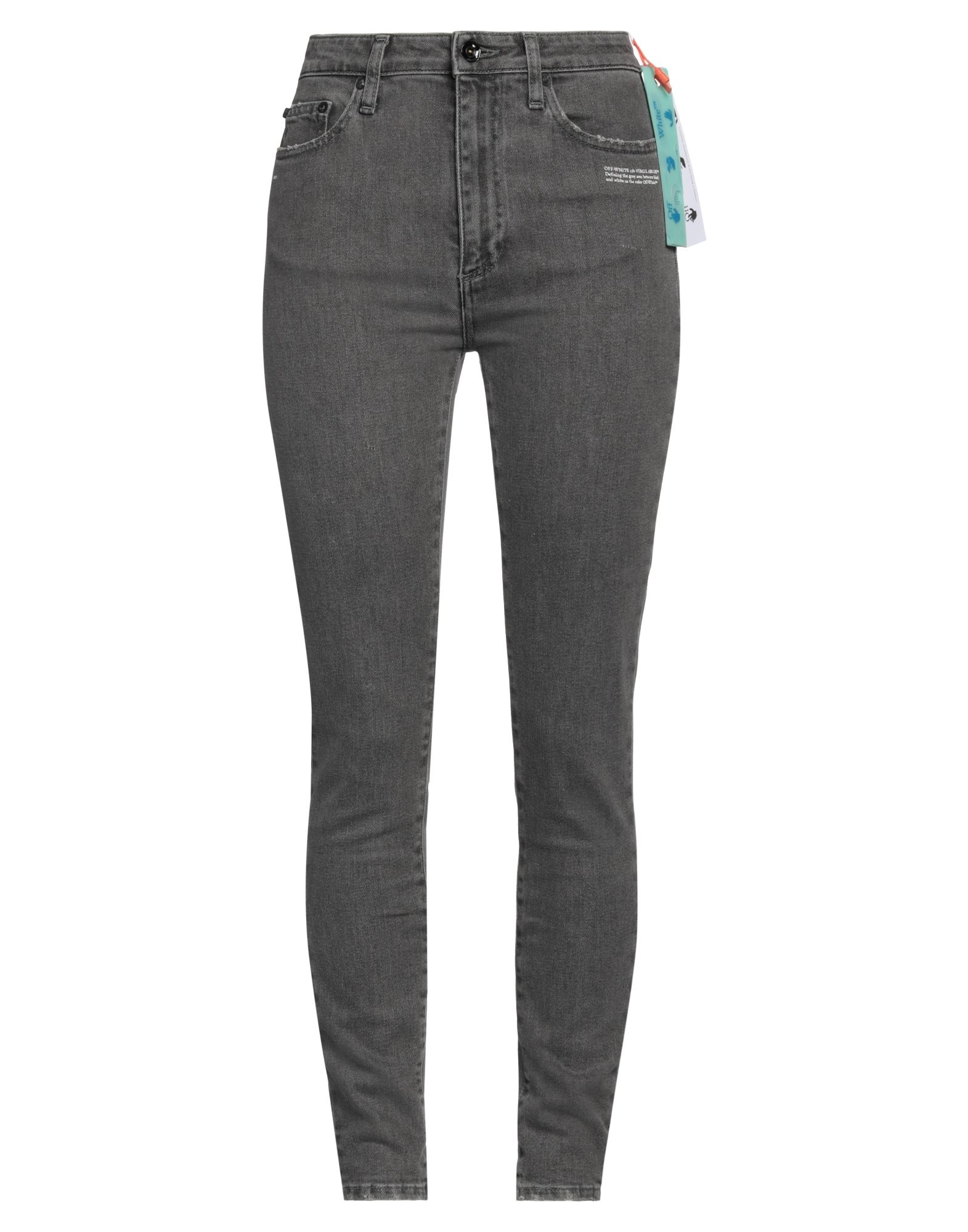 Off-white Woman Jeans Lead Size 29 Cotton, Elastane In Grey