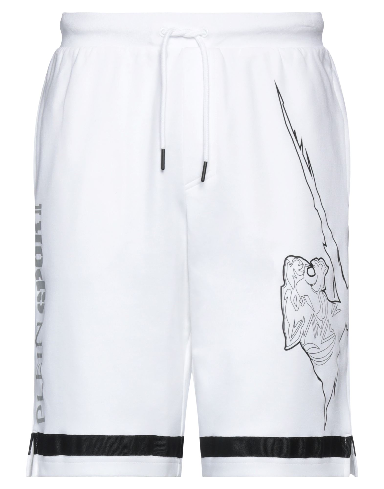 Plein Sport Man Shorts & Bermuda Shorts White Size L Cotton, Polyester