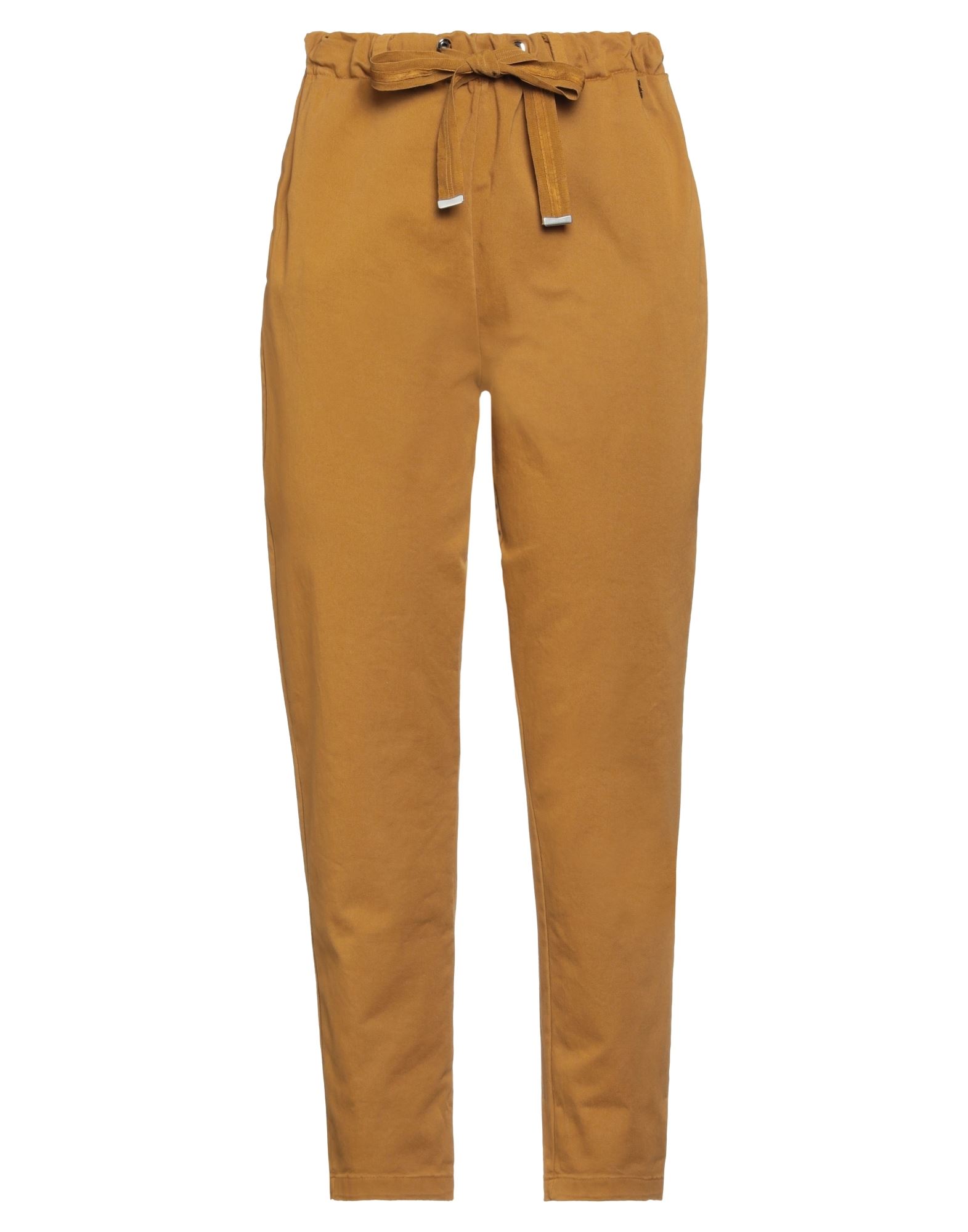 Shop Souvenir Woman Pants Ocher Size M Cotton, Elastane In Yellow