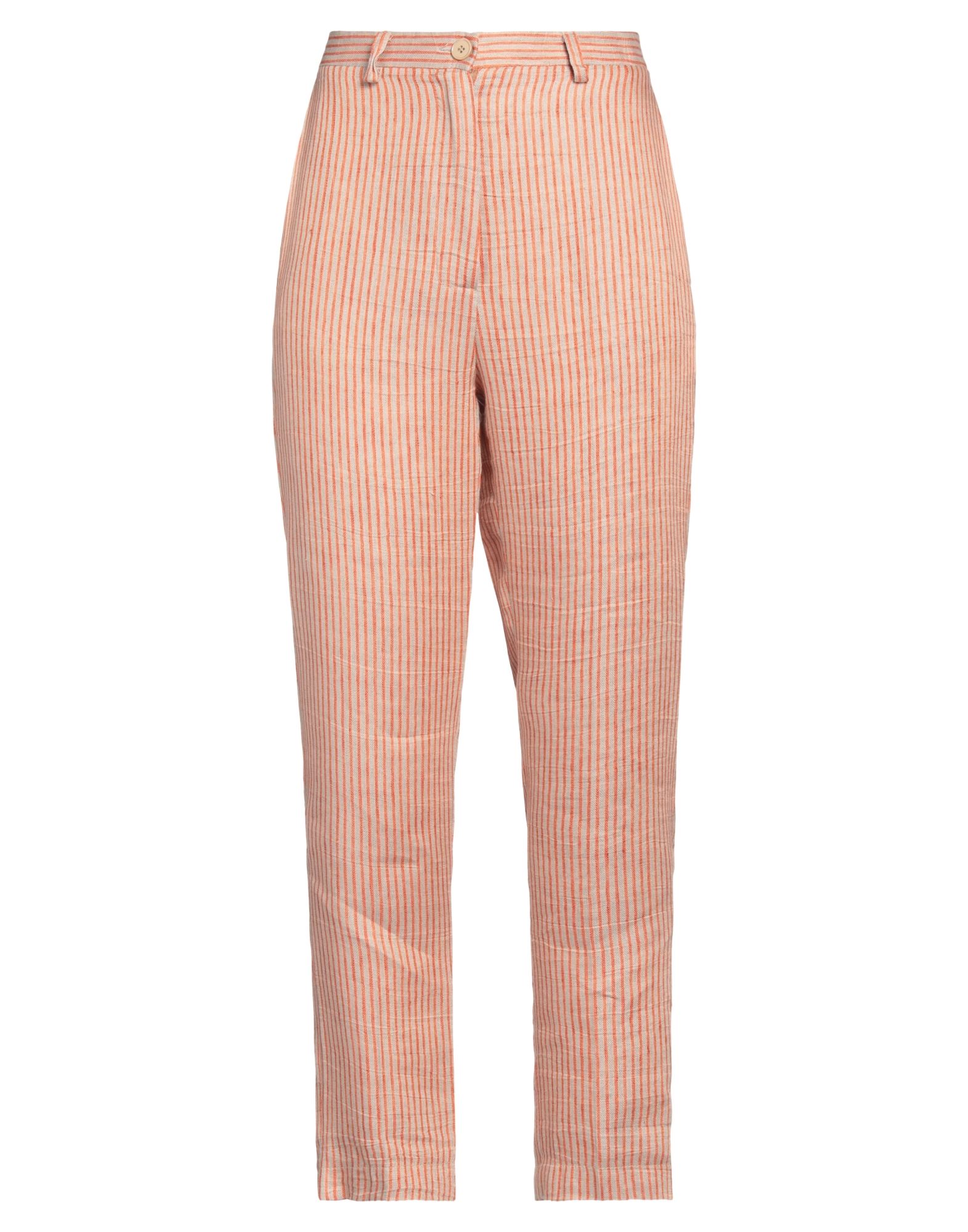 Shop Vicolo Woman Pants Orange Size L Linen, Viscose