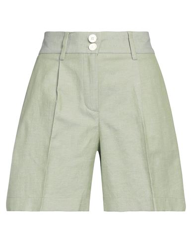 T-jacket By Tonello Woman Shorts & Bermuda Shorts Sage Green Size S Cotton, Linen, Elastane