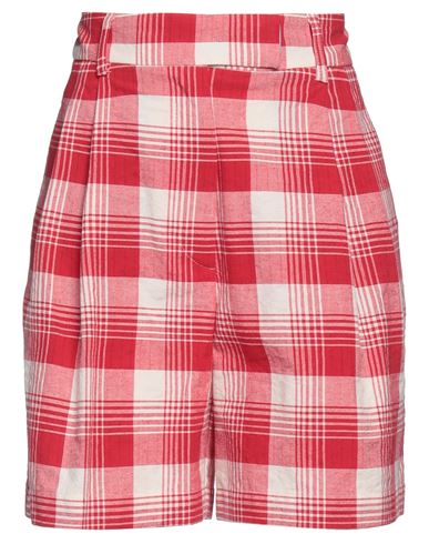 Ottod'ame Woman Shorts & Bermuda Shorts Red Size 2 Cotton, Polyester, Linen, Elastane