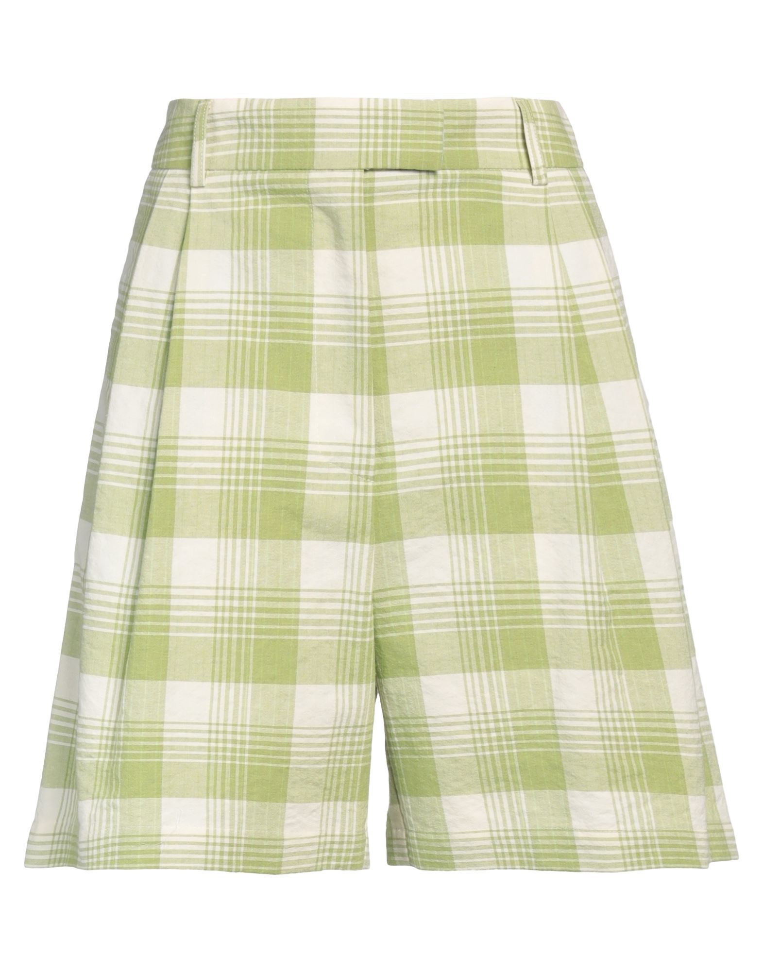Ottod'ame Woman Shorts & Bermuda Shorts Light Green Size 6 Cotton, Polyester, Linen, Elastane