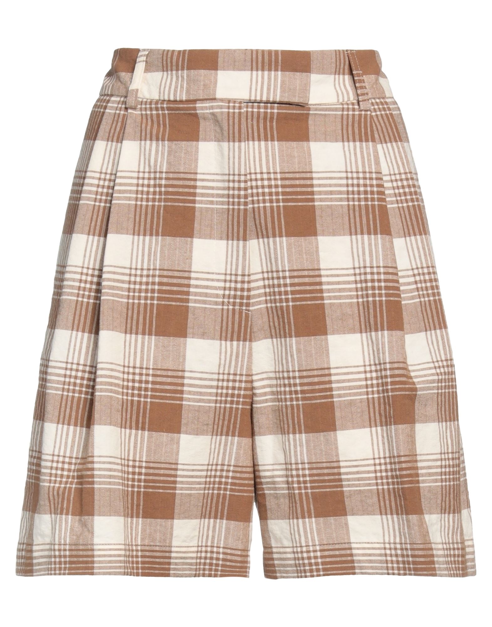 Ottod'ame Woman Shorts & Bermuda Shorts Brown Size 4 Cotton, Polyester, Linen, Elastane
