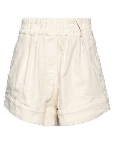 Ottod'ame Woman Denim Shorts Beige Size 6 Cotton, Elastane