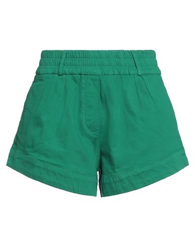Ottod'ame Woman Denim Shorts Green Size 4 Cotton, Elastane