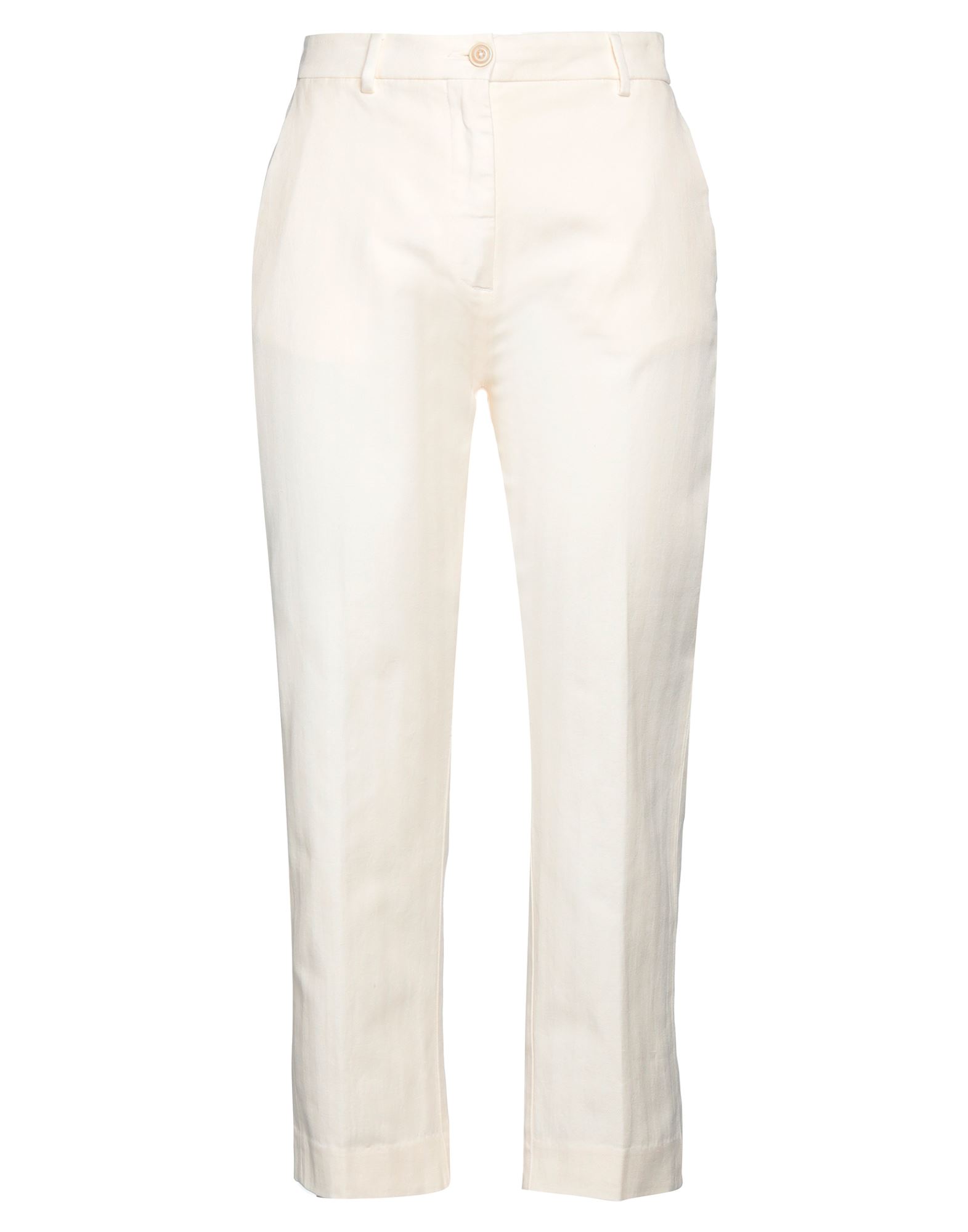 Pence Woman Pants Ivory Size 8 Cotton, Linen, Elastane In White