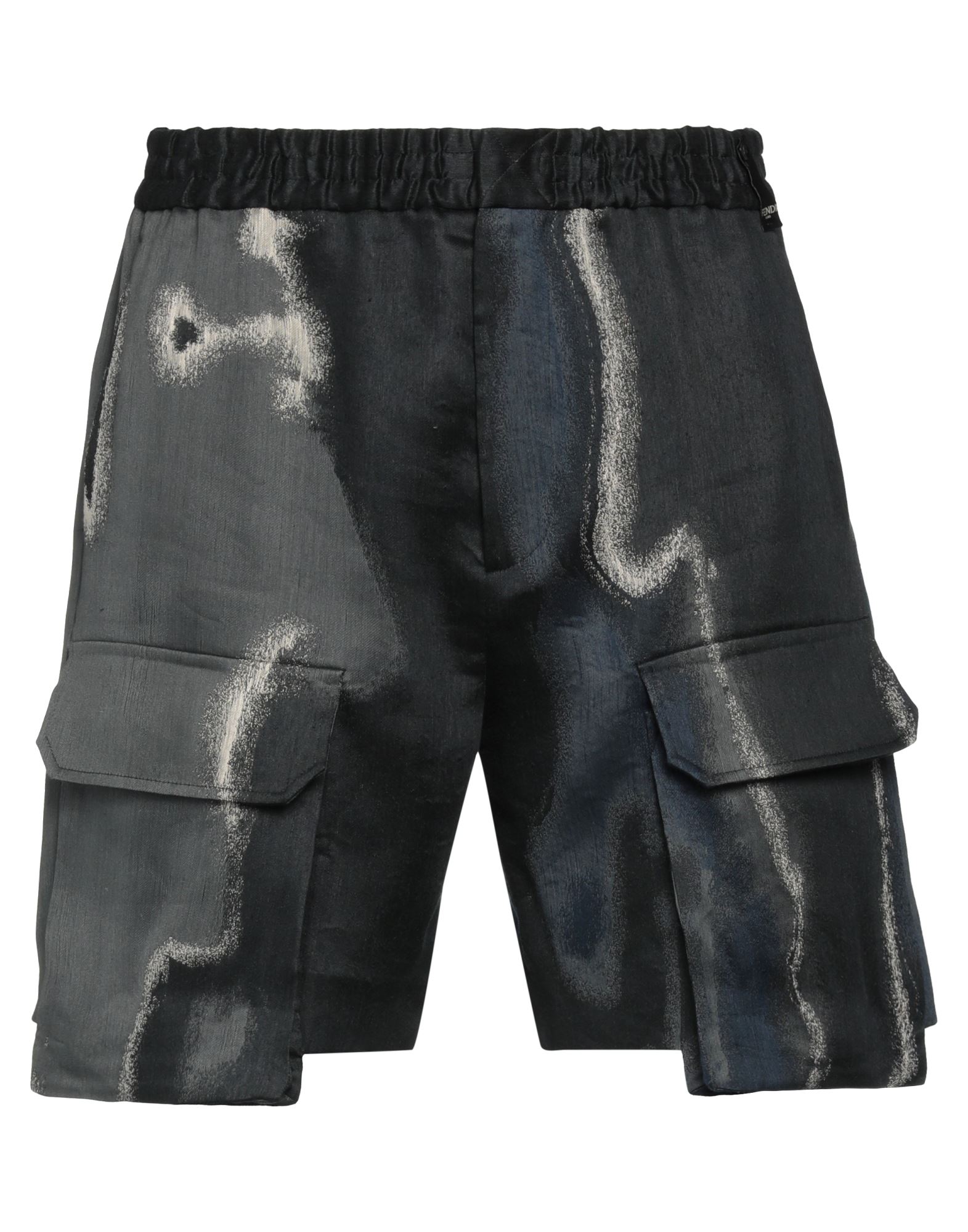 Shop Fendi Man Shorts & Bermuda Shorts Black Size 36 Linen, Cotton, Silk