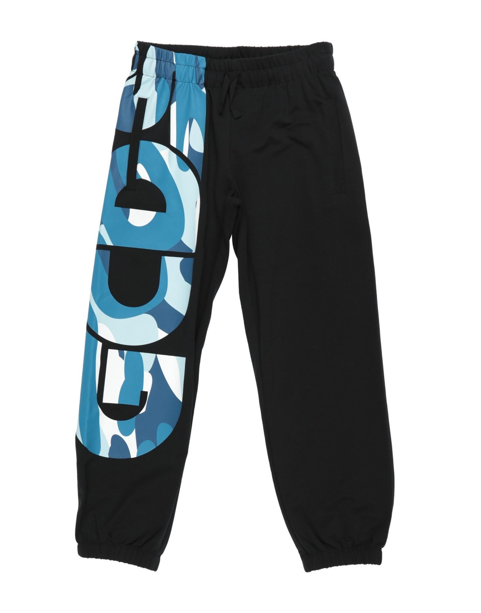 Gcds Mini Gcds Pantaloni Neri In Felpa Di Cotone In Black