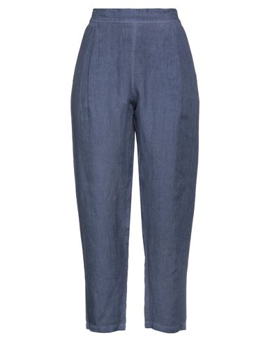 120% Woman Pants Slate Blue Size 8 Linen