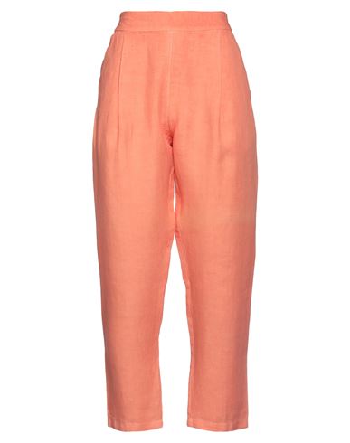 120% Woman Pants Apricot Size 6 Linen In Orange