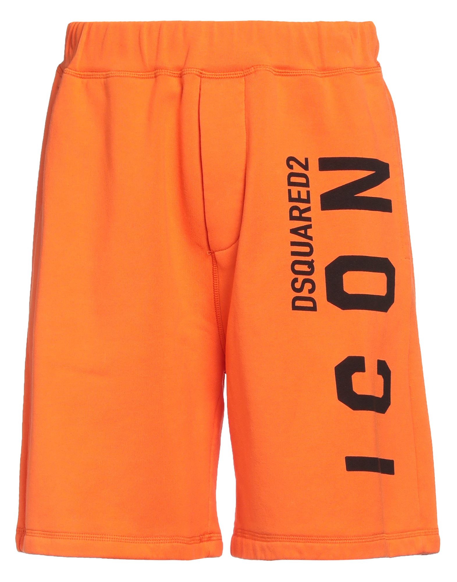 Dsquared2 Man Shorts & Bermuda Shorts Orange Size L Cotton, Elastane