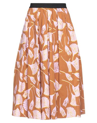 Myths Woman Midi Skirt Brown Size 6 Cotton, Elastane