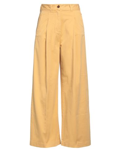 Shop Attic And Barn Woman Pants Mustard Size 8 Cotton, Elastane In Yellow