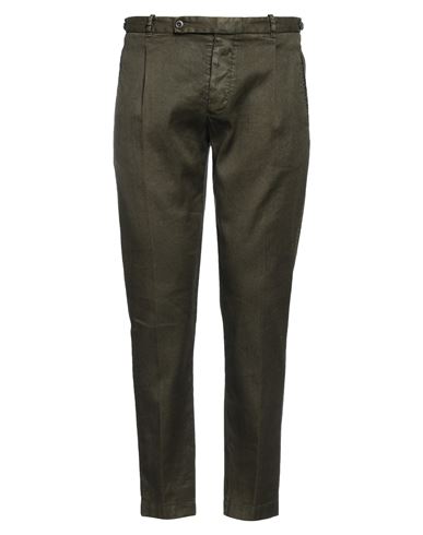 Berwich Man Pants Military Green Size 34 Linen, Cotton, Elastane