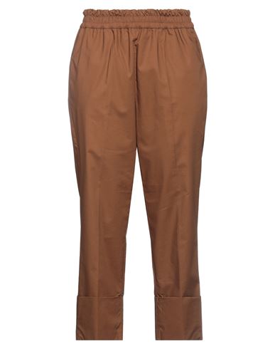 Biancoghiaccio Woman Pants Brown Size 6 Cotton