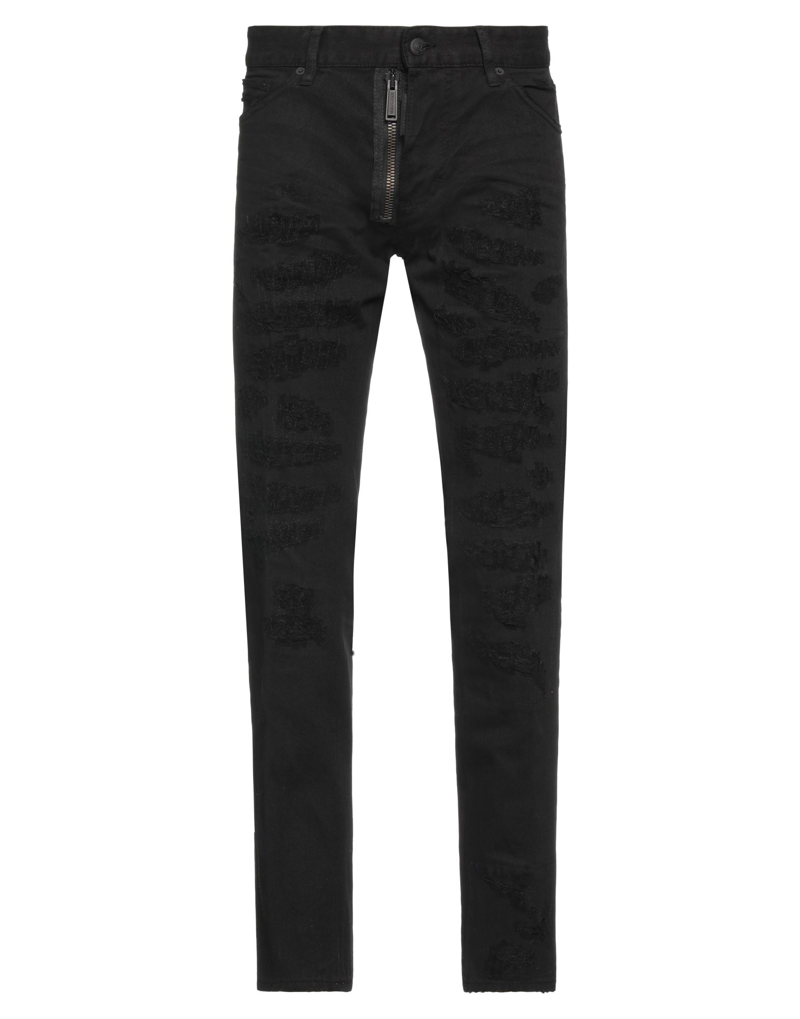 Shop Dsquared2 Man Jeans Black Size 40 Cotton, Bovine Leather
