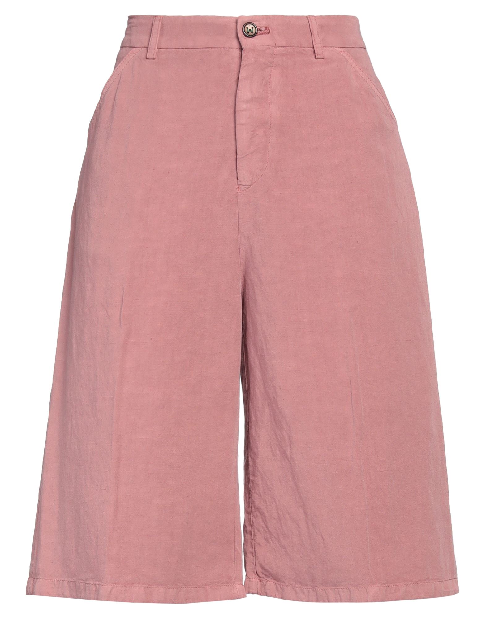 Berwich Woman Shorts & Bermuda Shorts Pastel Pink Size 2 Lyocell, Linen