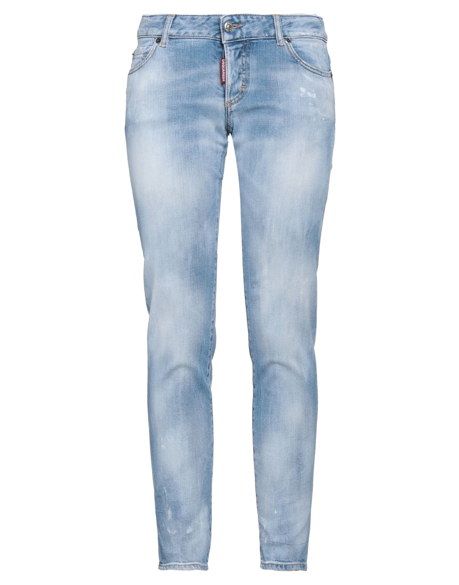 Dsquared2 Woman Jeans Blue Size 8 Cotton, Elastane, Bovine Leather In Blue