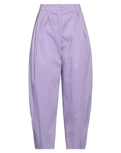 Liviana Conti Woman Pants Lilac Size 10 Cotton, Polyamide, Elastane In Purple