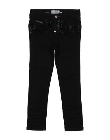 Philipp Plein Babies'  Toddler Girl Jeans Black Size 4 Cotton, Elastomultiester, Elastane