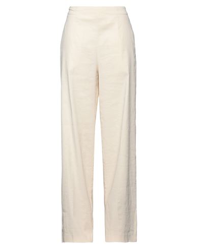 Pinko Woman Pants Cream Size 10 Linen, Viscose, Elastane In White