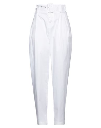 Brand Unique Woman Pants White Size 3 Cotton, Elastane
