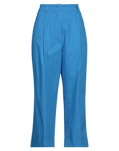Manila Grace Woman Pants Azure Size 4 Cotton In Blue