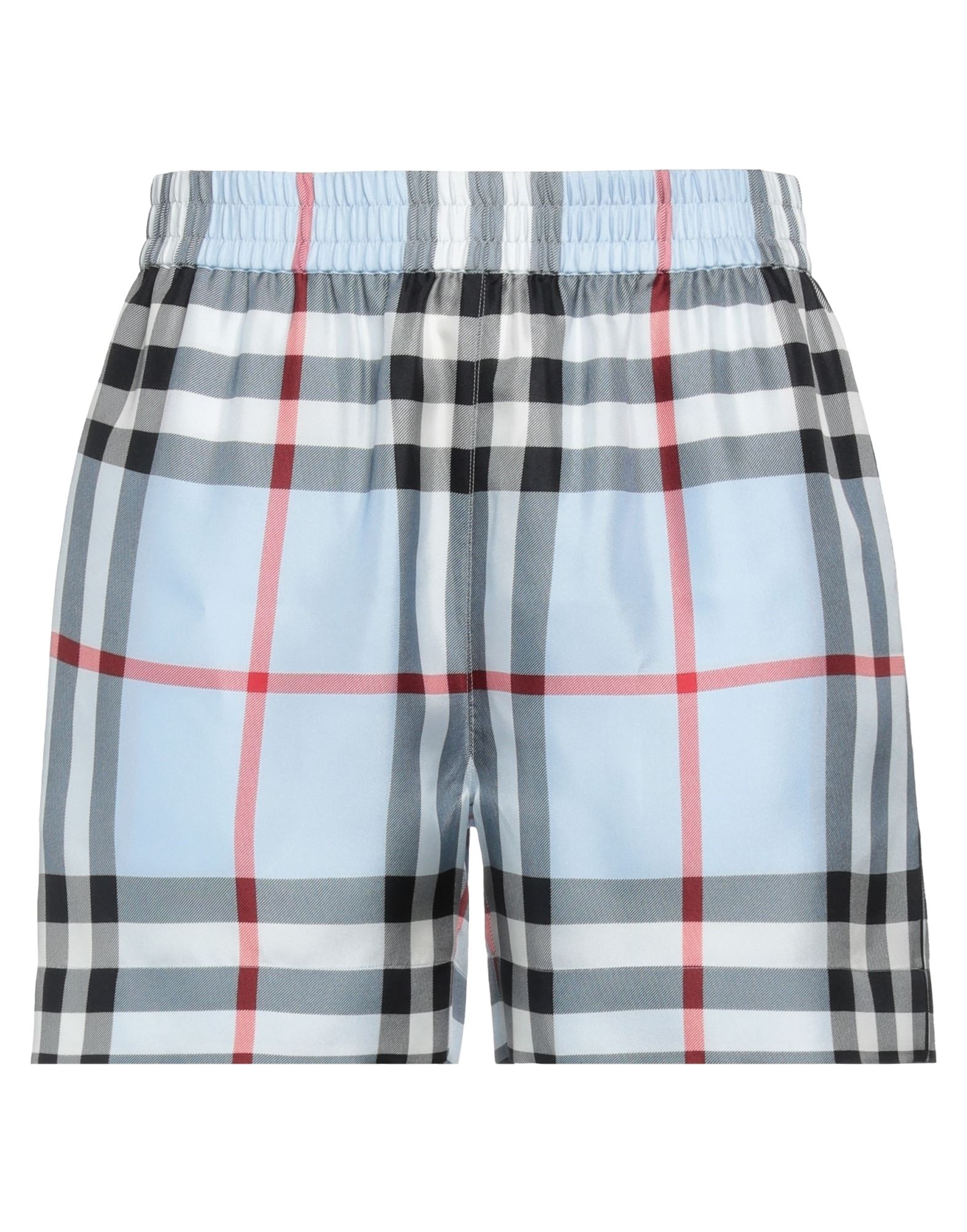 Burberry High-rise Checked Silk Shorts In Sky Blue