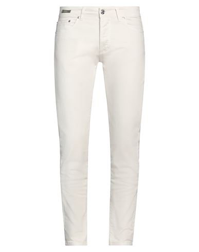 Dw Denim World Man Pants Off White Size 32 Cotton, Elastane