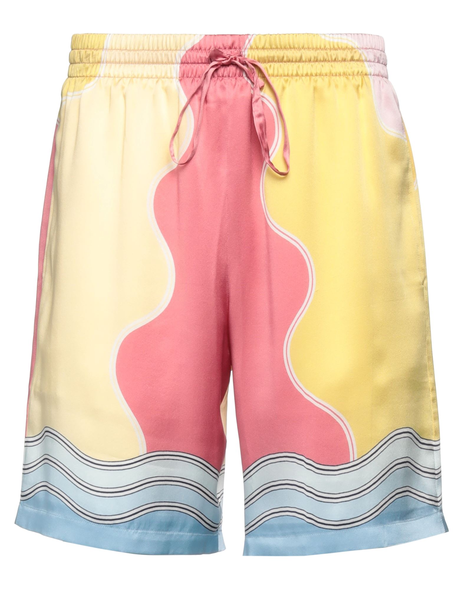 Casablanca Soleil Levant Silk Shorts In Yellow