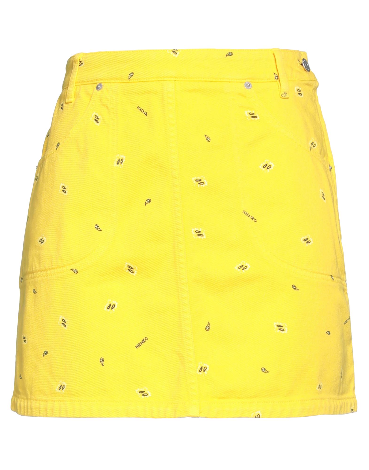 Shop Kenzo Woman Mini Skirt Yellow Size 8 Cotton