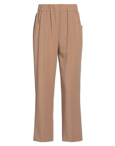 Via Masini 80 Woman Pants Camel Size 2 Polyester, Polyurethane In Beige