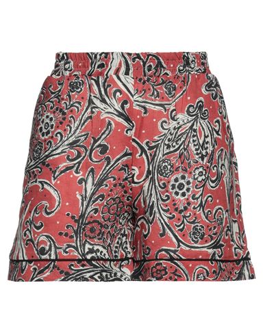 Anjuna Woman Shorts & Bermuda Shorts Brick Red Size L Linen