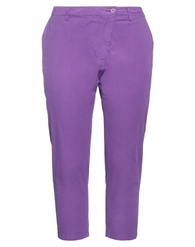 Virna Drò® Virna Drò Woman Cropped Pants Purple Size 6 Cotton