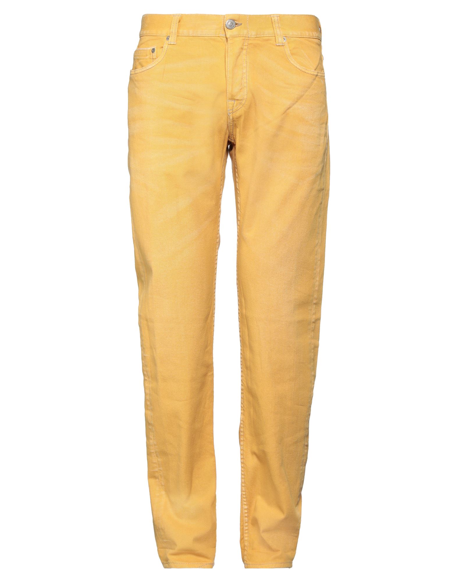Shop Care Label Man Jeans Ocher Size 31 Cotton, Elastane In Yellow