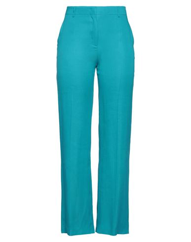Alberta Ferretti Woman Pants Turquoise Size 8 Linen, Viscose, Elastane In Blue