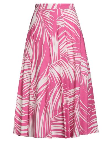 Max Mara Studio Woman Midi Skirt Fuchsia Size 12 Cotton In Pink