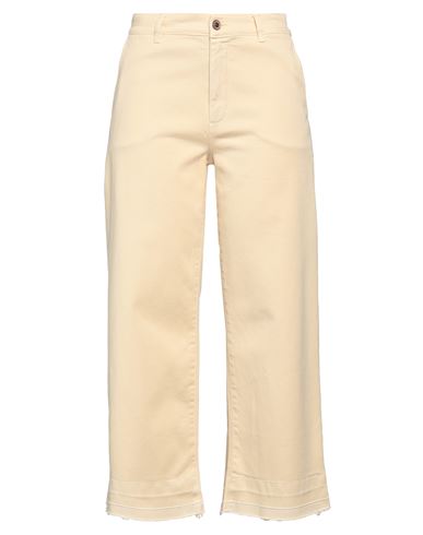 Avantgar Denim By European Culture Woman Pants Light Yellow Size 31 Cotton, Polyester, Elastane