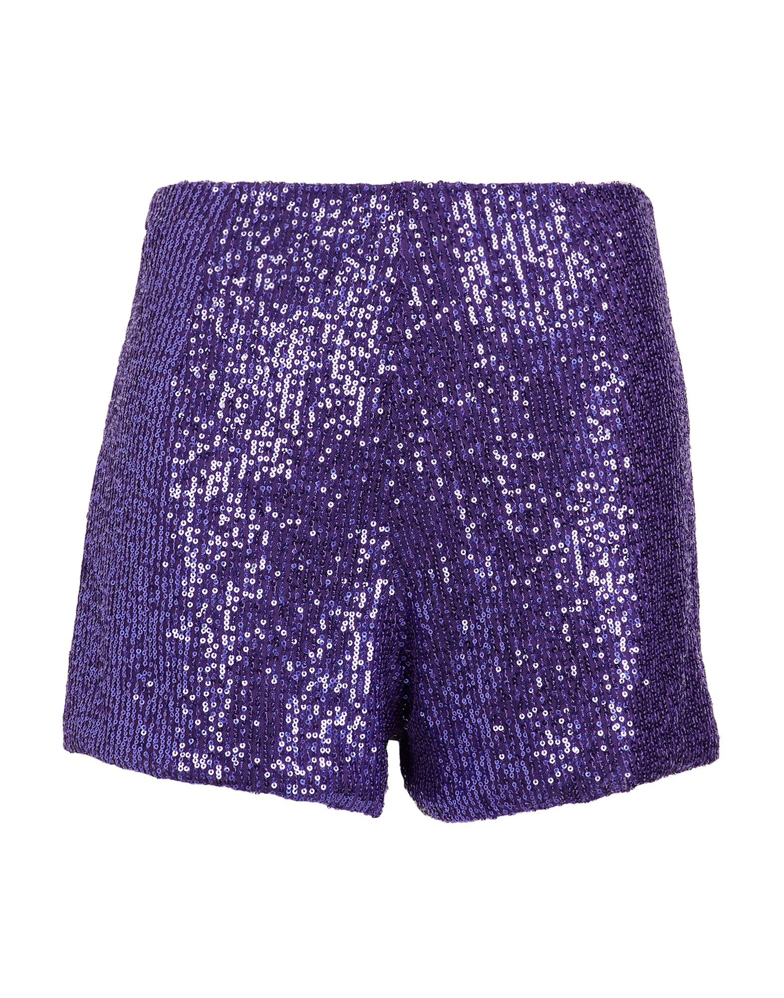 8 By Yoox Sequin Shorts Woman Shorts & Bermuda Shorts Purple Size 12 Polyester, Elastane