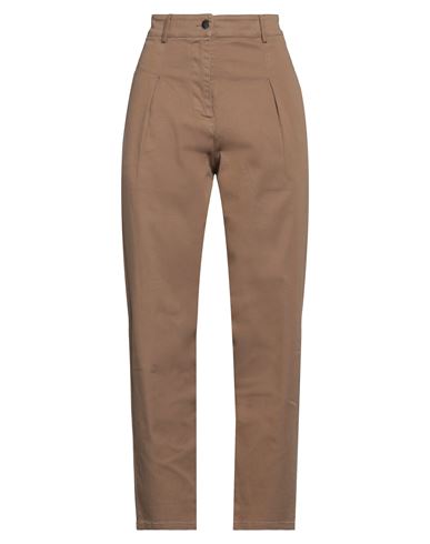 8pm Woman Pants Camel Size M Cotton, Elastane, Polyurethane, Polyester In Beige