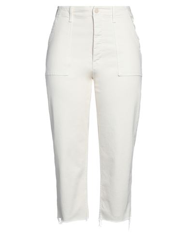 Mother Woman Denim Pants Ivory Size 31 Cotton, Polyester, Elastane In White