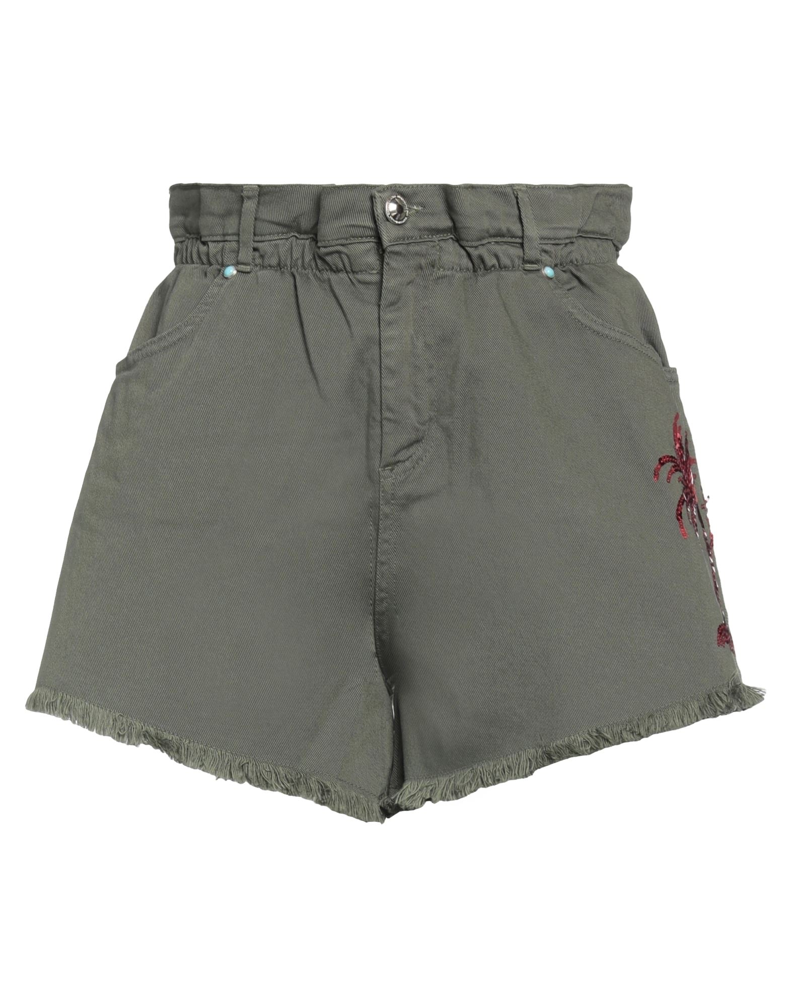 Marco Bologna Woman Shorts & Bermuda Shorts Military Green Size 25 Cotton, Elastane